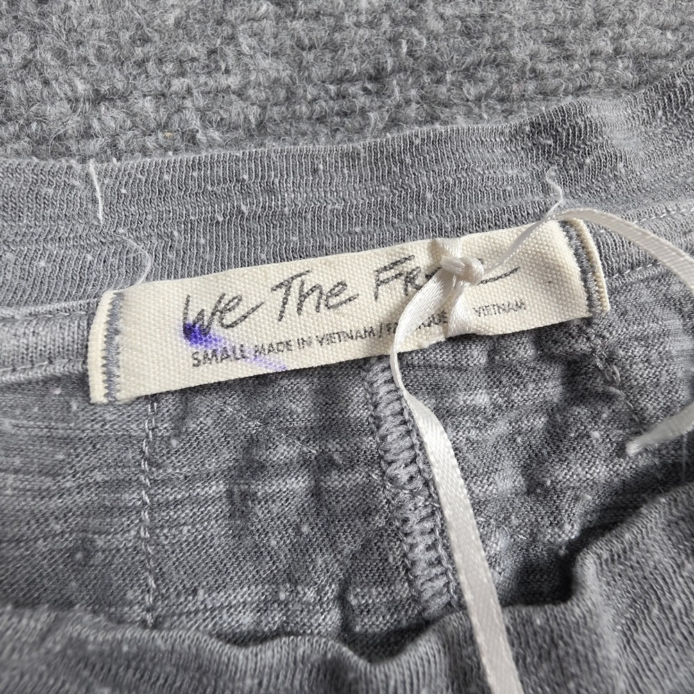 We The Free People Top Small Distressed Gray Long Tunic Grunge Thumb Holes - Picture 8 of 13